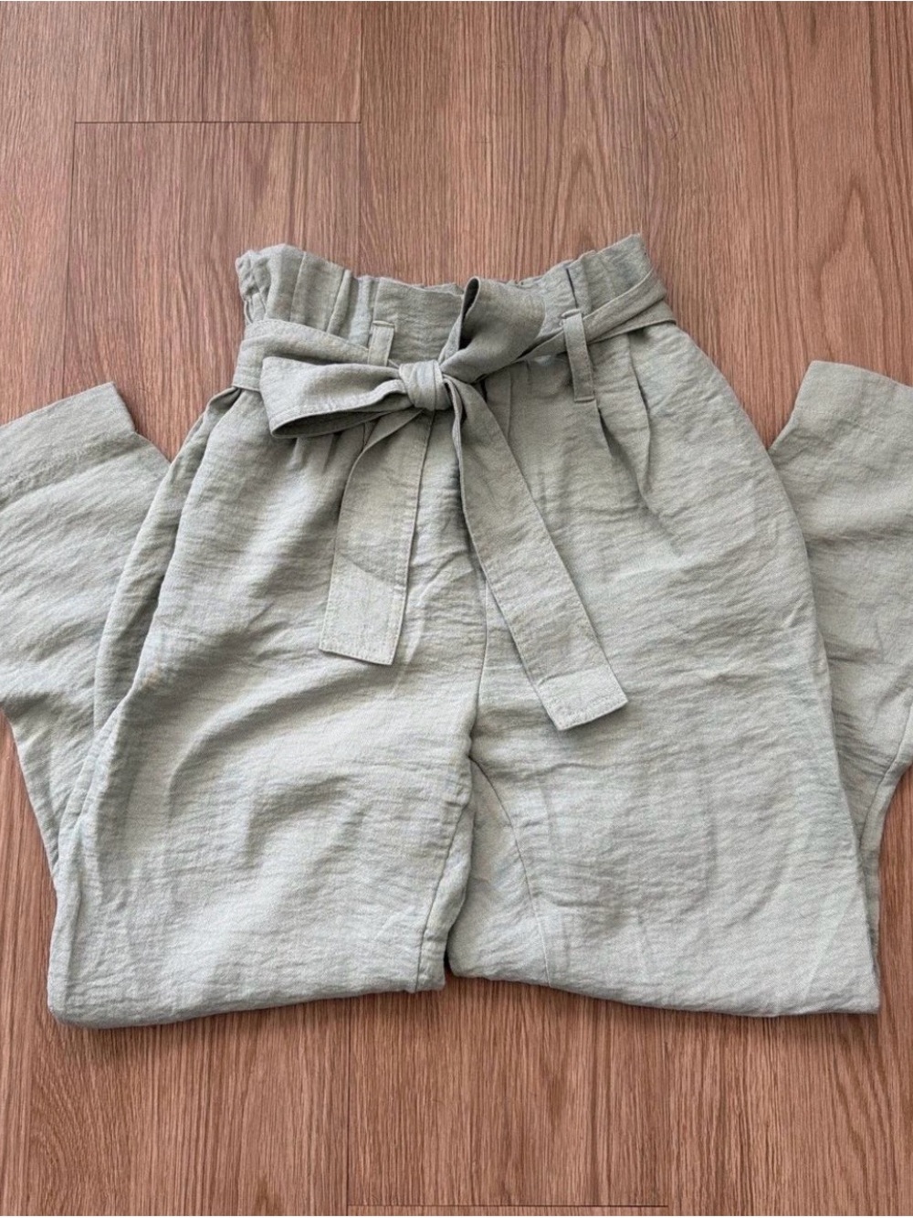 A New Day Sage Green High-Waist Linen Tie-Waist Pants in Sage Green
